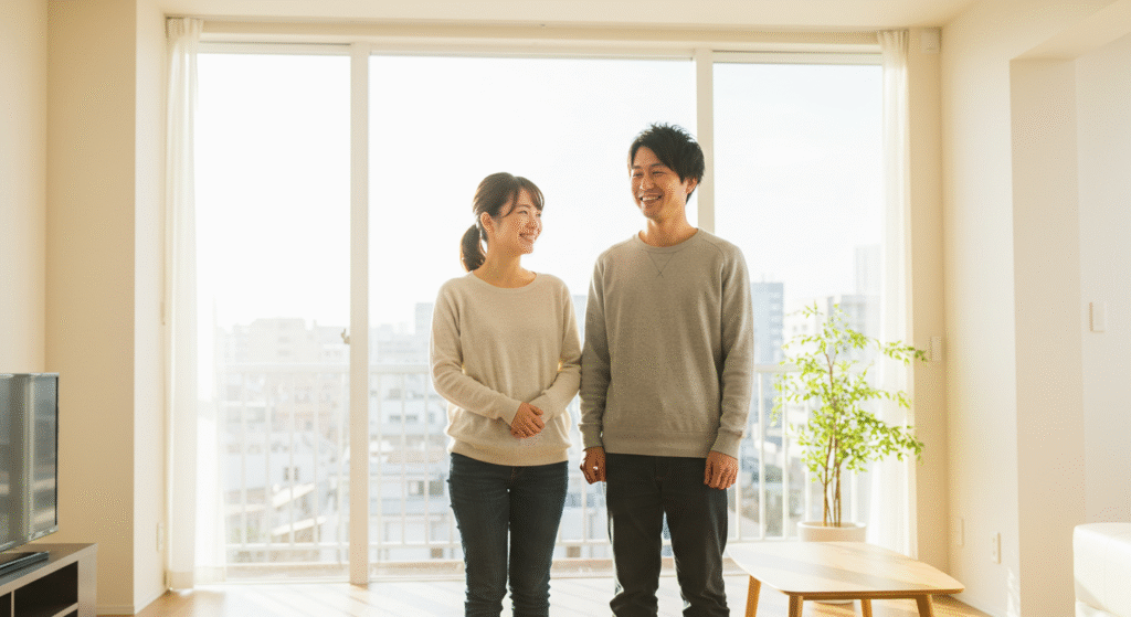中古マンションを購入して喜んでいる夫婦