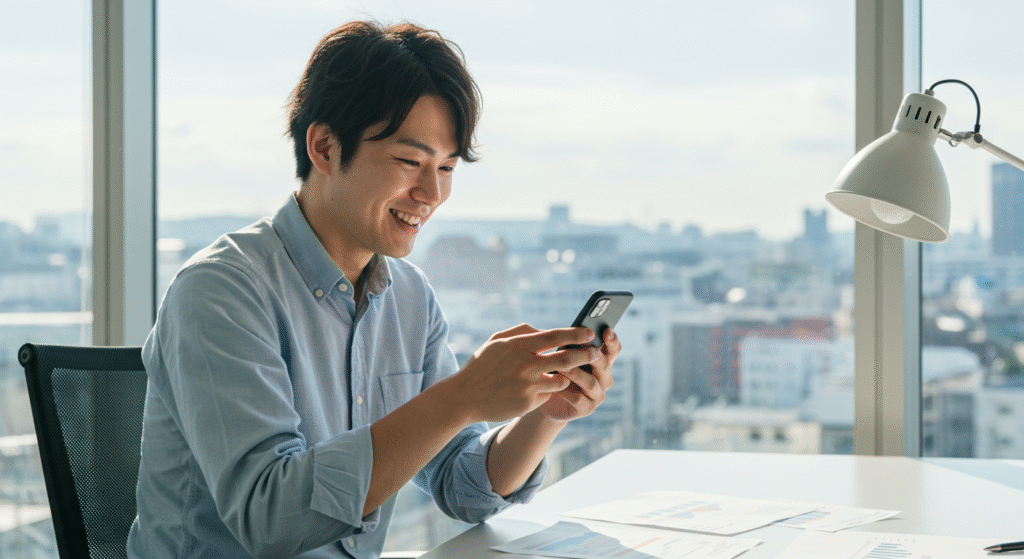 株式投資に取り組む男性