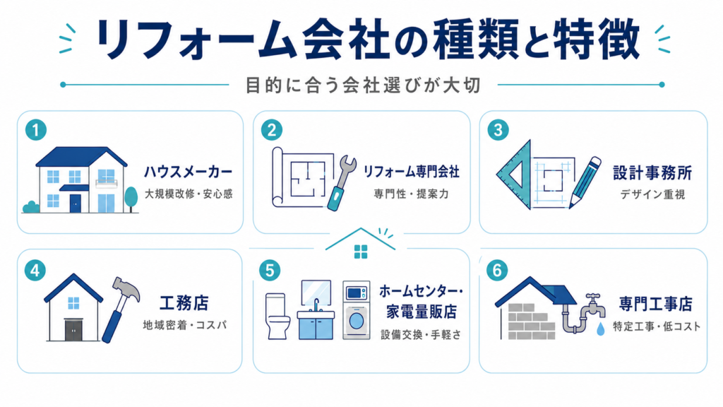 リフォーム会社の種類と特徴