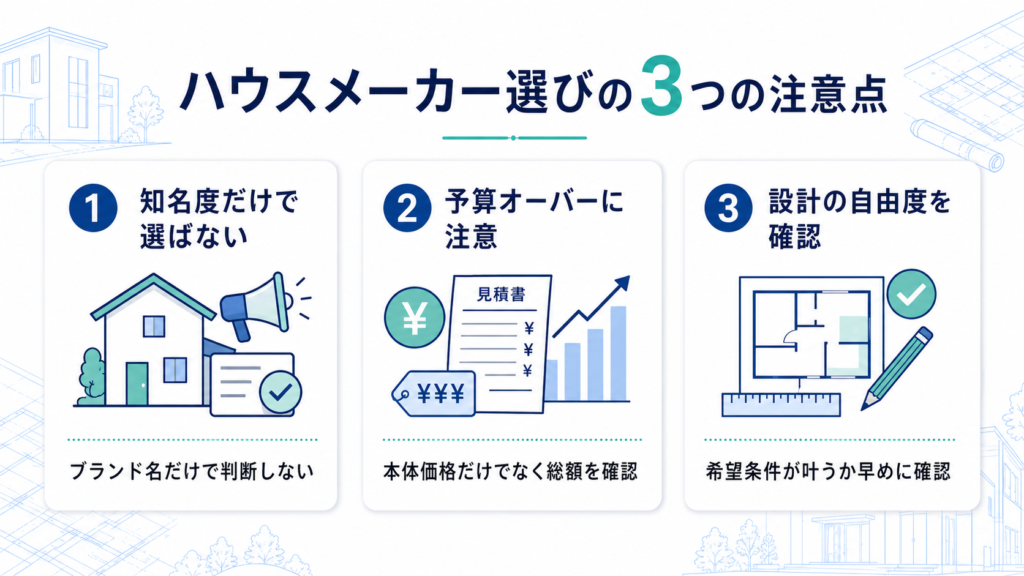 ハウスメーカー選びの3つの注意点